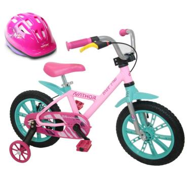 Imagem de Bicicleta Infantil de Alumínio Aro 14 De 4 a 6 Anos Feminina FirstPro Com Capacete