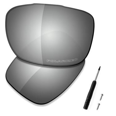 Imagem de SAUCER Lentes de substituição premium para óculos de sol Oakley TwoFace OO9189 | TwoFace Low Bridge Fit OO9256 High Defense - Metal cromado polarizado