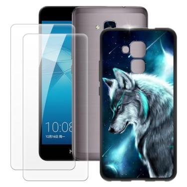 Imagem de MILEGOO Capa para Huawei Honor 5C + 2 peças protetoras de tela de vidro temperado, capa ultrafina de silicone TPU macio à prova de choque para Huawei GT 3 (5,2 polegadas)