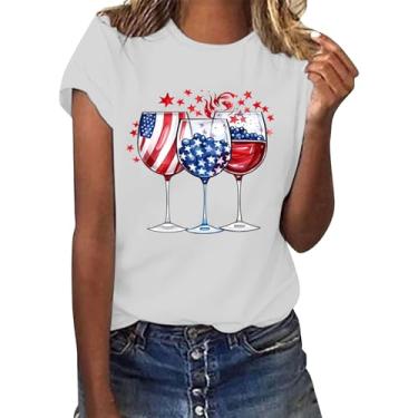 Imagem de 4th of July Shirts Women 2024 Patriotic Tops Summer Loose Casual Camiseta Independence Day Festival Sair Blusas, Z01 Branco, GG