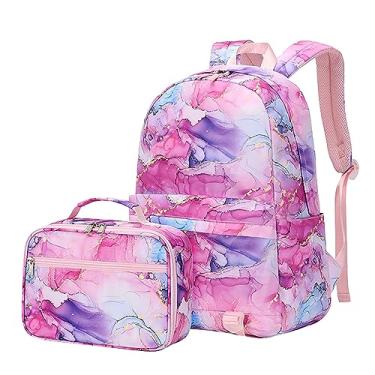 Imagem de Mochila feminina com estampa clara e doce, mochila escolar feminina, moderna, bolsa feminina, dois conjuntos de mochilas para meninas adolescentes, Rosa choque, One Size, Mochilas Tote