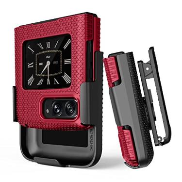 Imagem de Capa com clipe para Motorola RAZR 2022, capa protetora BELTRON Snap-On e combo de coldre de cinto giratório com suporte embutido para celular Moto RAZR 3 5G Flip (3ª geração) XT2251-1 (vermelho)