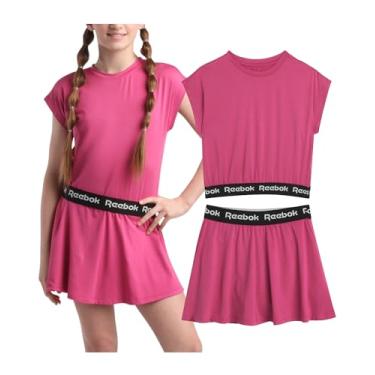 Imagem de Reebok Conjunto de saia ativa para meninas - 2 peças de camiseta de desempenho e saia atlética - conjunto de saia de tênis plissada para meninas (7-12), Rosa, 12