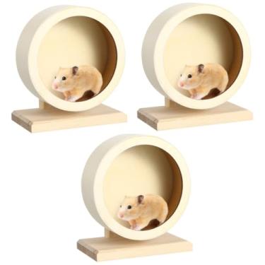 Imagem de Toddmomy 3 Pecas roda de exercícios roda de corrida para hamster animal de estimação pequeno conjunto de madeira brinquedo disco não executado rodar disco chinchila Roda de madeira Bambu