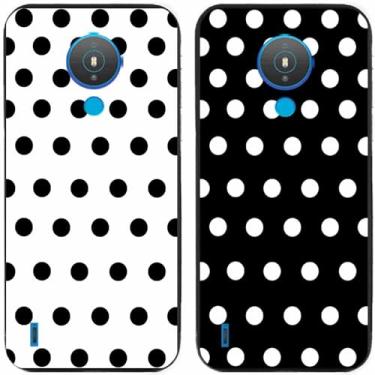 Imagem de 2 peças preto branco bolinhas impressas TPU gel silicone capa de telefone traseira para Nokia todas as séries (Nokia 1.4)