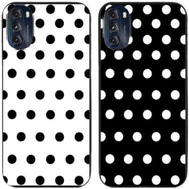 Imagem de 2 peças preto branco bolinhas impressas TPU gel silicone capa de telefone traseira para Motorola Moto todas as séries (Moto G 5G 2022)