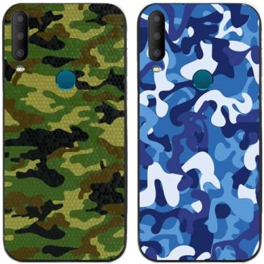 Imagem de 2 peças de capa de telefone traseira de silicone em gel TPU impresso camuflagem legal para Alcatel Series (Alcatel 1S 2020 / 1V 2020 / 3L 2020)