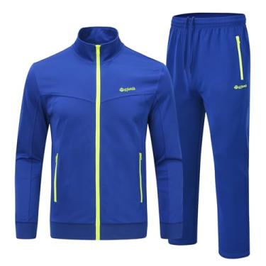 Imagem de YSENTO Conjunto de 2 peças de agasalho masculino para corrida, roupa de corrida aquecida, conjunto de roupas de corrida, 4 - Azul royal, X-Large