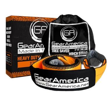 Imagem de GearAmerica Correia de reboque 7,6 cm x 8' Correia de guincho resistente para proteção de árvores 15,9 kg (17,5 toneladas americanas) Tiras de recuperação de corda de reboque Offroad – Corda de