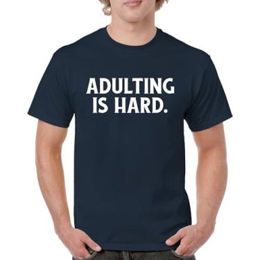 Imagem de Camiseta Adulting is Hard Funny Adult Life Do Not recommend Humor Parenting Responsibility 18th Birthday Men's Tee, Azul marinho, XXG