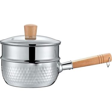 Imagem de Panela Yukihira de aço inoxidável, panela de aço inoxidável 304 de qualidade alimentar, panela de molho de leite, panela Yukihira japonesa com vaporizador e tampa, 20 cm