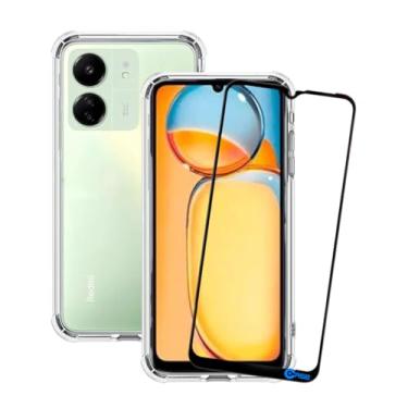 Imagem de Kit Capa Capinha Anti-Impacto Premium Transparente + Película de Vidro 3D Compatível Xiaomi Redmi 13C