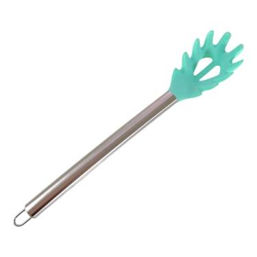 Imagem de Genérico Pegador de Macarrão Massas Em Silicone Cabo Inox Utensílio De Cozinha (Verde) 6cm x 33cm 1 Unidade