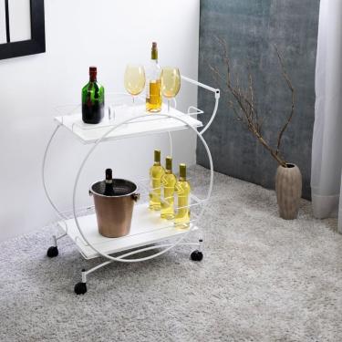 Imagem de Carrinho de Bebidas Decorativo Vintage Branco Fosco