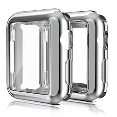 Imagem de Capa para Apple Watch de 38 mm para Apple Watch Protetor de tela TPU All-Around Capa ultrafina transparente para Apple Watch Series 3, 2 unidades (prata, para Apple Watch de 38 mm)