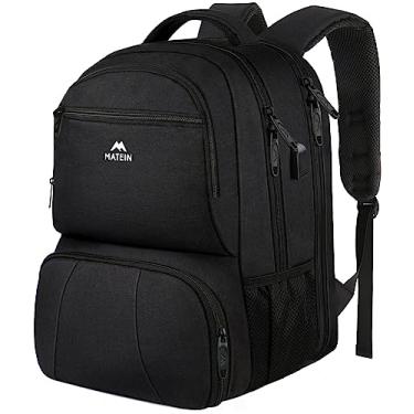 Imagem de Mochila térmica para almoço, mochila térmica para homens e mulheres, mochila para laptop de 17 polegadas com porta de carregamento USB para faculdade, escola, trabalho, escritório, viagem, preta