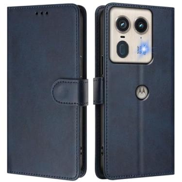 Imagem de Asdsinfor Capa carteira para Motorola Moto Edge 50 Neo, [bloqueio RFID] 3 porta-cartões [capa interior de TPU à prova de choque] Capa protetora magnética de couro PU Moto Edge 50 Neo, azul YBW