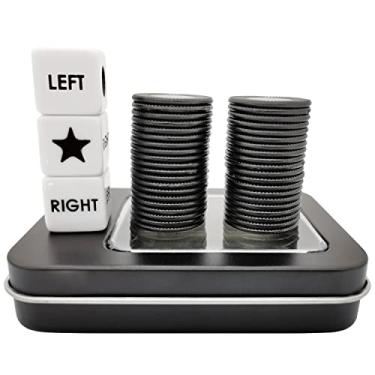 Imagem de Ahoper Left Right Center Dice Game Prime Set with 3 Dices + 40 Chips.Left on The Product Means Pass 1 chip to The Left, Right on The Product Means Pass 1 chip to The Right. (Black)