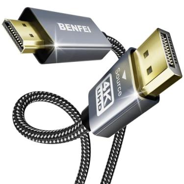 Imagem de BENFEI DisplayPort para HDMI, DisplayPort unidirecional 4K DisplayPort (DP) para monitor HDMI, cabo de 1,8 m compatível com HP, ThinkPad, AMD, NVIDIA, desktop e mais - macho para macho, cinza espacial