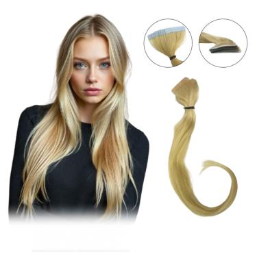 Imagem de Mega Hair Fita Adesiva Cabelo Humano 60cm Loiro claro