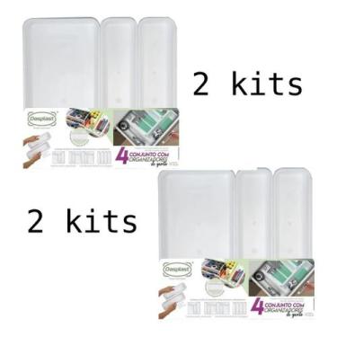 Imagem de Kit 8 Organizador De  Gavetas Divisor Porta Talheres Cozinha Top - DAS