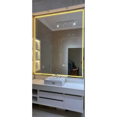 Imagem de Espelho Banheiro Camarim 60x60 iluminado Led - Top Vidros, Cor da Luz 