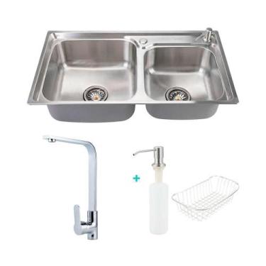 Imagem de Kit Torneira Tapajós e cuba inox potiguara com acessórios para cozinha