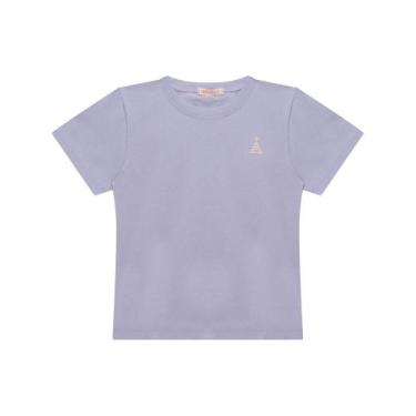 Imagem de Blusa Infantil Menina Manga Curta Básica Em Cotton - Lilás - Tupinikin