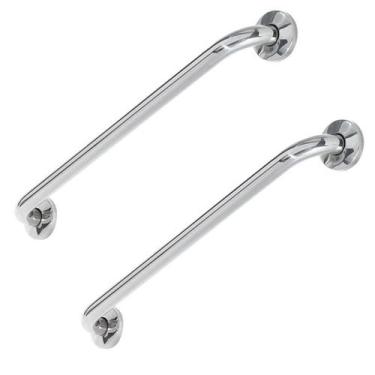 Imagem de Alça Apoio Inox 60cm Kit 2 Uni Barra Banheiro Idoso Cadeirante Deficie