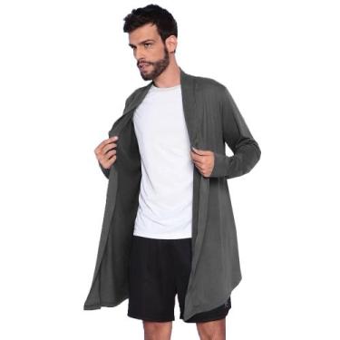 Imagem de Cardigan Masculino Manga Longa Sobretudo Slim Fitness, Cinza, M