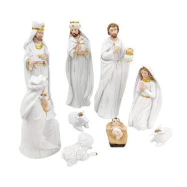 Imagem de Presepio Decorativo Branco E Dourado Resina Decoracao - Inigual, Resin