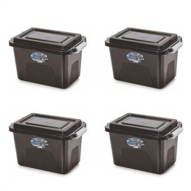 Imagem de Kit 4 Caixas Organizadoras Alta Black 4,5 L C/ Tampa e Trava - Ercapla