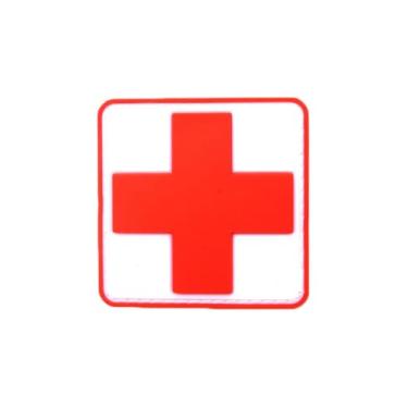 Imagem de Ruoming Ruoming 1 peça exterior 3D PVC borracha macia cruz de emergência médica, emblema de gancho de resgate, emblema de moral, acessório DIY (branco)