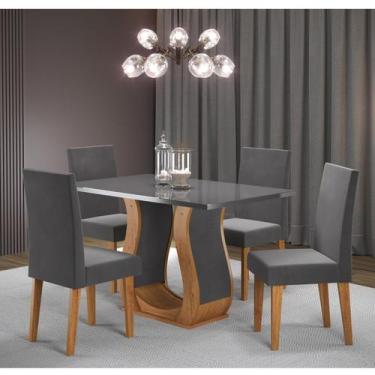 Imagem de Conjunto de Jantar Mesa 120x80cm Tampo Vidro/mdp Inovare com 4 Cadeira