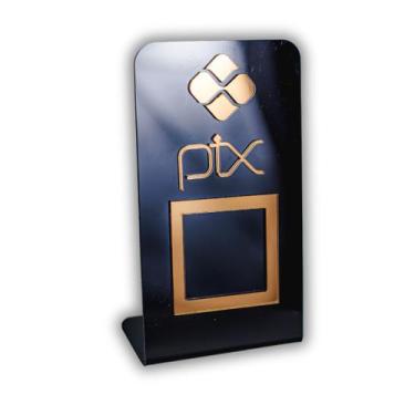 Imagem de Placa Pix Para Pagamento QR Code Preta - Kit 3 UNID COR: Preto com Bro