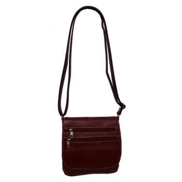 Imagem de Bolsa Em Couro Feminina Transversal Tampa Bls129 - Doras Bolsas, Verme