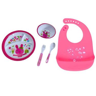 Imagem de Kit pratinho infantil e babador silicone infantil para bebê tigela tal