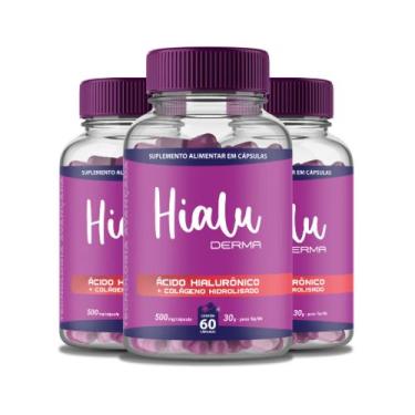 Imagem de Hialu Derma Ácido Hialurônico + Colágeno Hidrolisado 3 Potes
