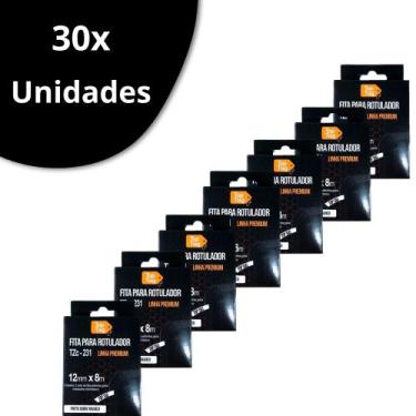 Imagem de Kit Acompanha 30 Fitas Para Rotuladora Tze231 12mm Preto/branco Top Ta