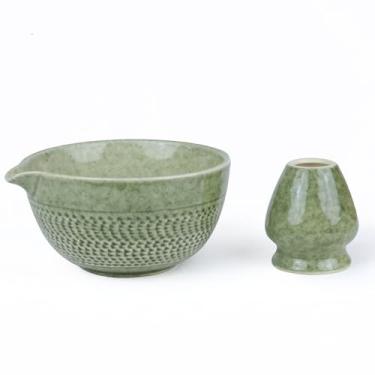 Imagem de PUNNIO Tigela Matcha Japonesa, Tigela Matcha Cerimonial Vitrificada com Suporte de Batedor para Matcha em Pó/Chá Matcha/Matcha Japonês, 2 Opções de Cores (Prasinous (Bico))