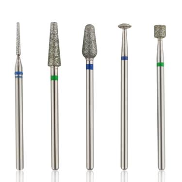 Imagem de QUNZHAO 5 peças de conjuntos de brocas de diamante ferramenta de esmeril, acessórios profissionais de máquina de perfuração de 3/81 cm para limpeza de pele morta sob unhas (conjunto verde 02)