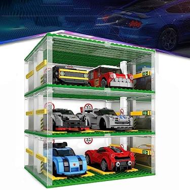 Imagem de Building Blocks Garage DIY 3-Layer Showcase Car Parking Garage, Compatible Lego Speed Champions Cars(Without Cars)