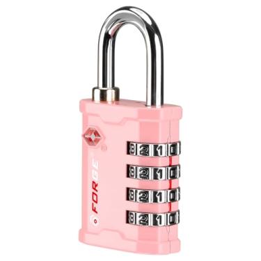 Imagem de FORGE Caixa de arma aprovada pela TSA 17067 com 4 dígitos, caixa de ferramentas e trava de caixa, cadeado combinado para viagem, rosa 1 cadeado.