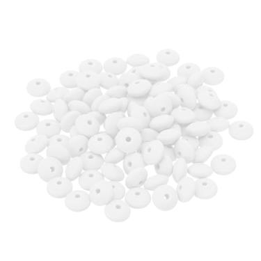 Imagem de PATIKIL Contas de silicone de 12 mm, 50 peças de contas de silicone a granel abaco espaçador contas de lentilha focal bonito para canetas, chaveiro, pulseiras, colar, fabricação de joias, branco