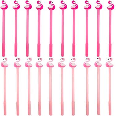 Imagem de 20 canetas de flamingo fofas, canetas de tinta de gel, canetas kawaii divertidas, animais, canetas de escrita de 0,5 mm, canetas legais de tinta preta, canetas divertidas para crianças, escola,