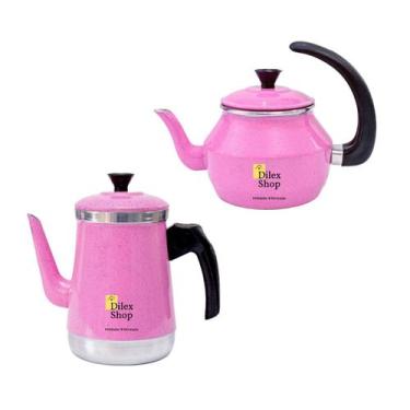 Imagem de Kit Bule E Chaleira Com Infusor Chá Café Leite Em Alumínio - DA ALUMIN