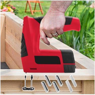 Imagem de 星姿 3 métodos de pregos disponíveis para decoração de interiores, pistola de pregos elétrica portátil USB com interruptor de segurança, 2000 mah, fonte de alimentação de 4,2 V, 3000 grampos e