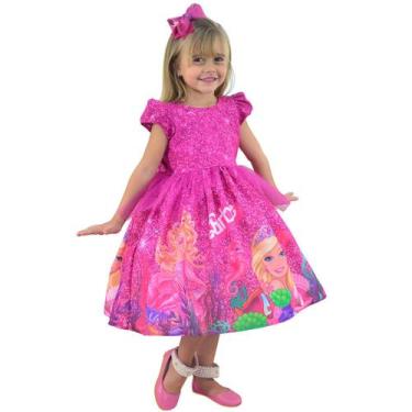 Imagem de Vestido Barbie Sereia Glitter Luxo - Meninas 6 Meses a 10 anos - Moder