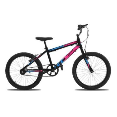 Imagem de Bicicleta KOG Infantil Aro 20 Feminina V-Brake Cestinha, Preto, Rosa
