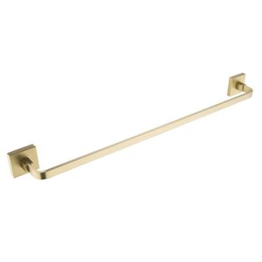 Imagem de Porta Toalha Banho Barra Simple Quad. Aço Inox Dourado Fosco - Gowff